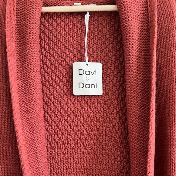 NWT Davi & Dani Rust Chunky Knit Open Front Cardigan – Women’s Small - Picture 8 of 11